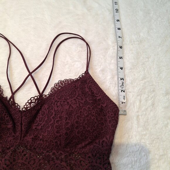 Aerie Floral Lace Bralette Sz L Removable Pads Strappy Boho Whimsigoth Intimates - Picture 12 of 13